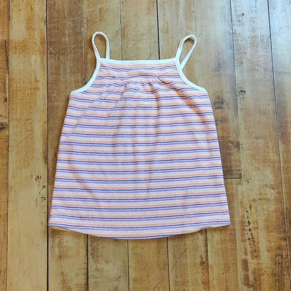 Janie and Jack Tank Top Size 7 Purple Orange Striped Terry Tank Cotton